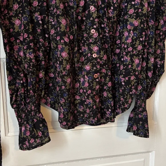 FREE PEOPLE MEANT TO BE FLORAL COTTON BLOUSE - Picture 5 of 12